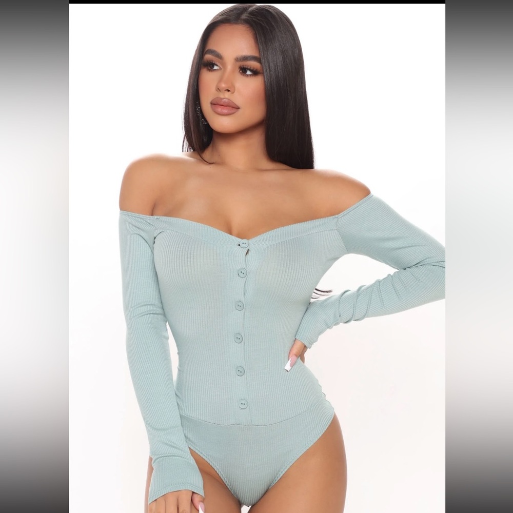 Long sleeve bodysuit-sage